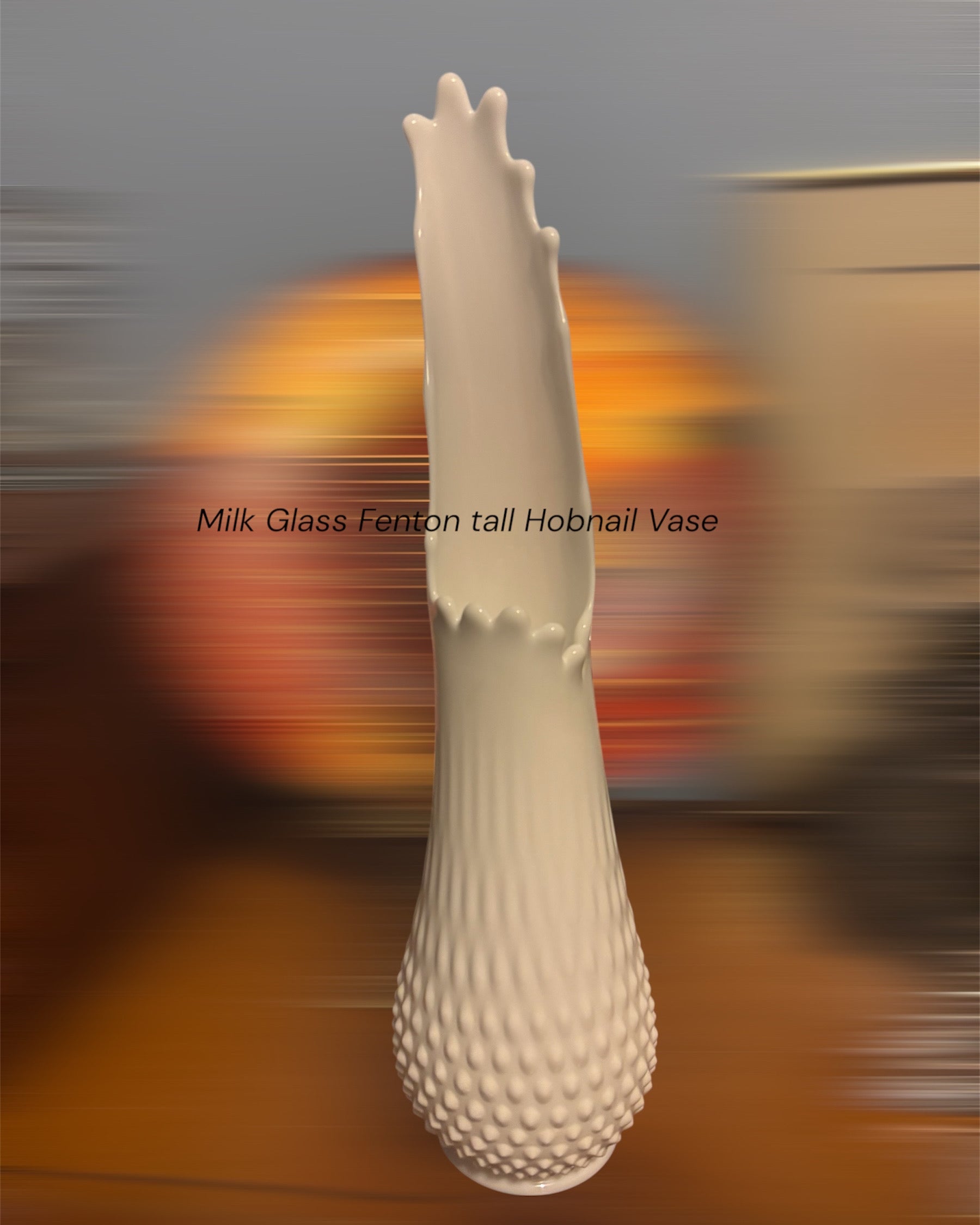 Fenton Tall Hobnail Milk Glass Swung Vase