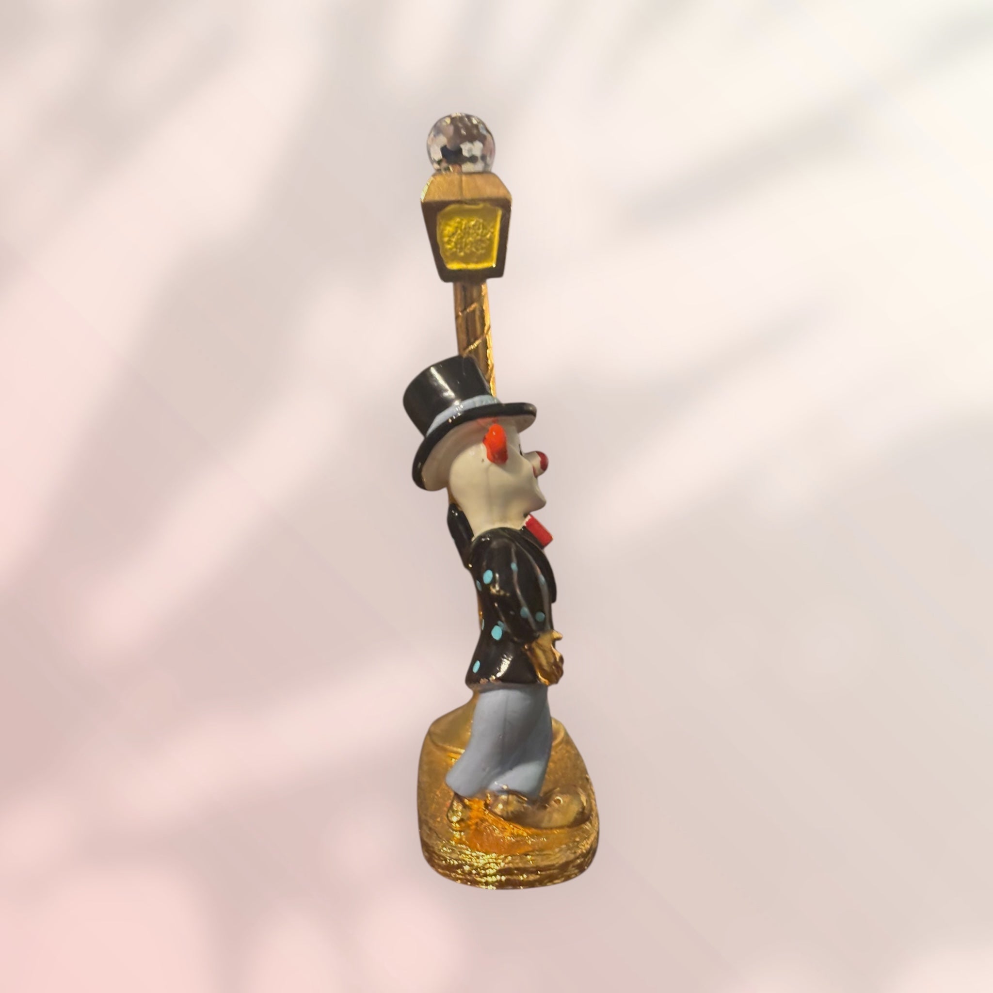 Spoontiques Pewter Clown with Swarovski Crystal gold plated figurine leaning on light pole