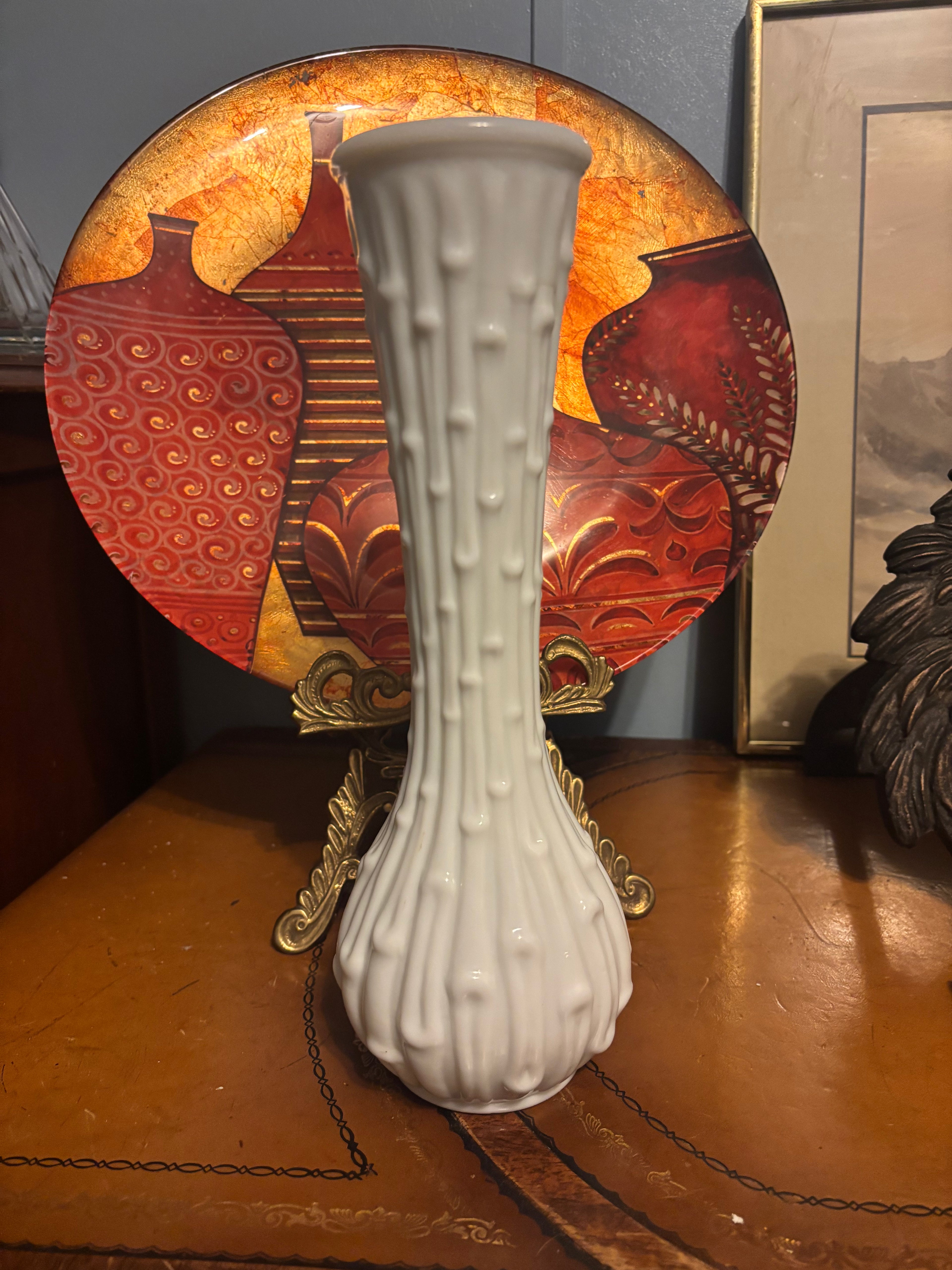 Vintage Fenton Drip Pattern Milk Glass Vase