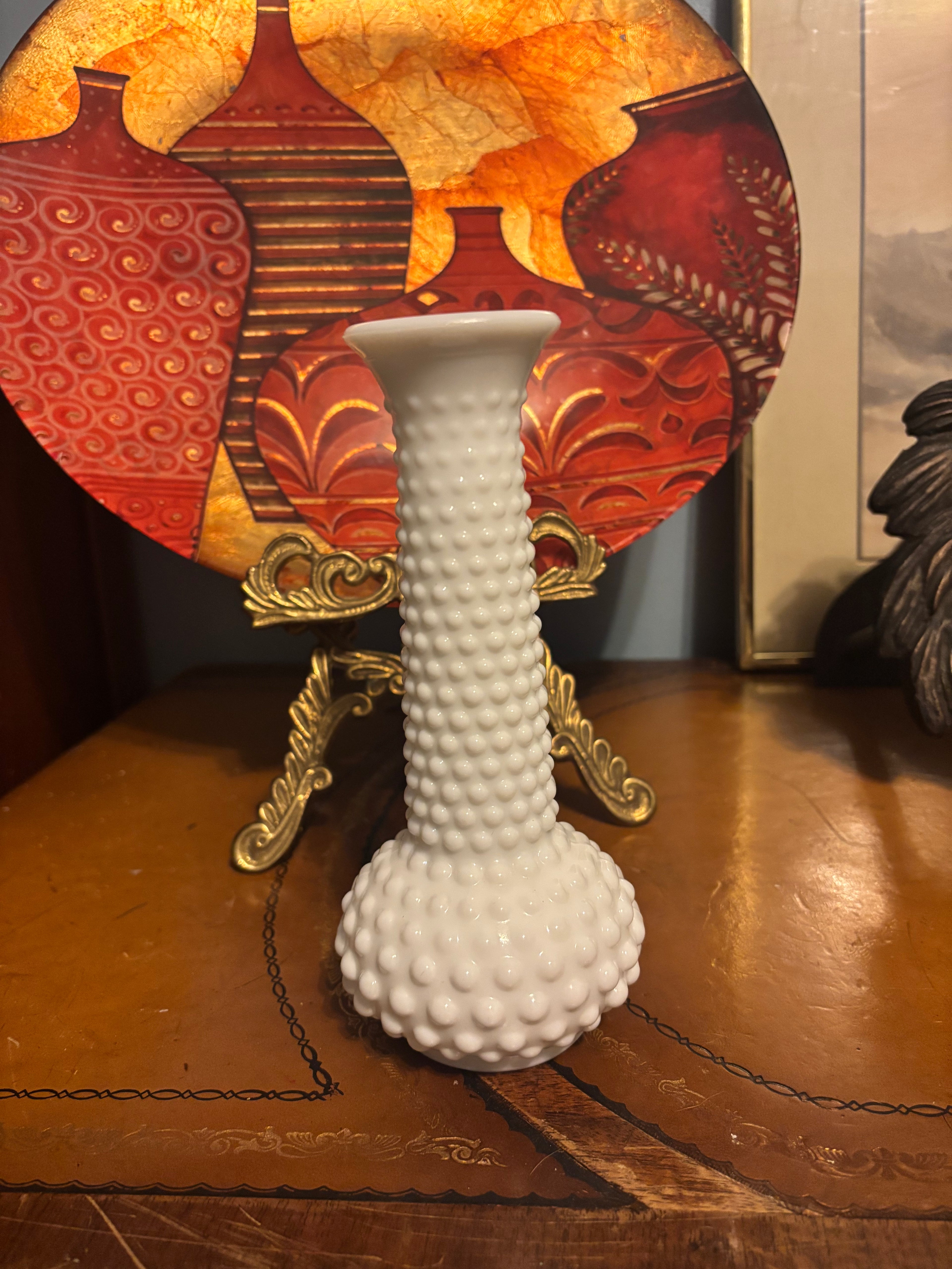 E.O. Brody Vintage Hobnail Milk Glass Vase