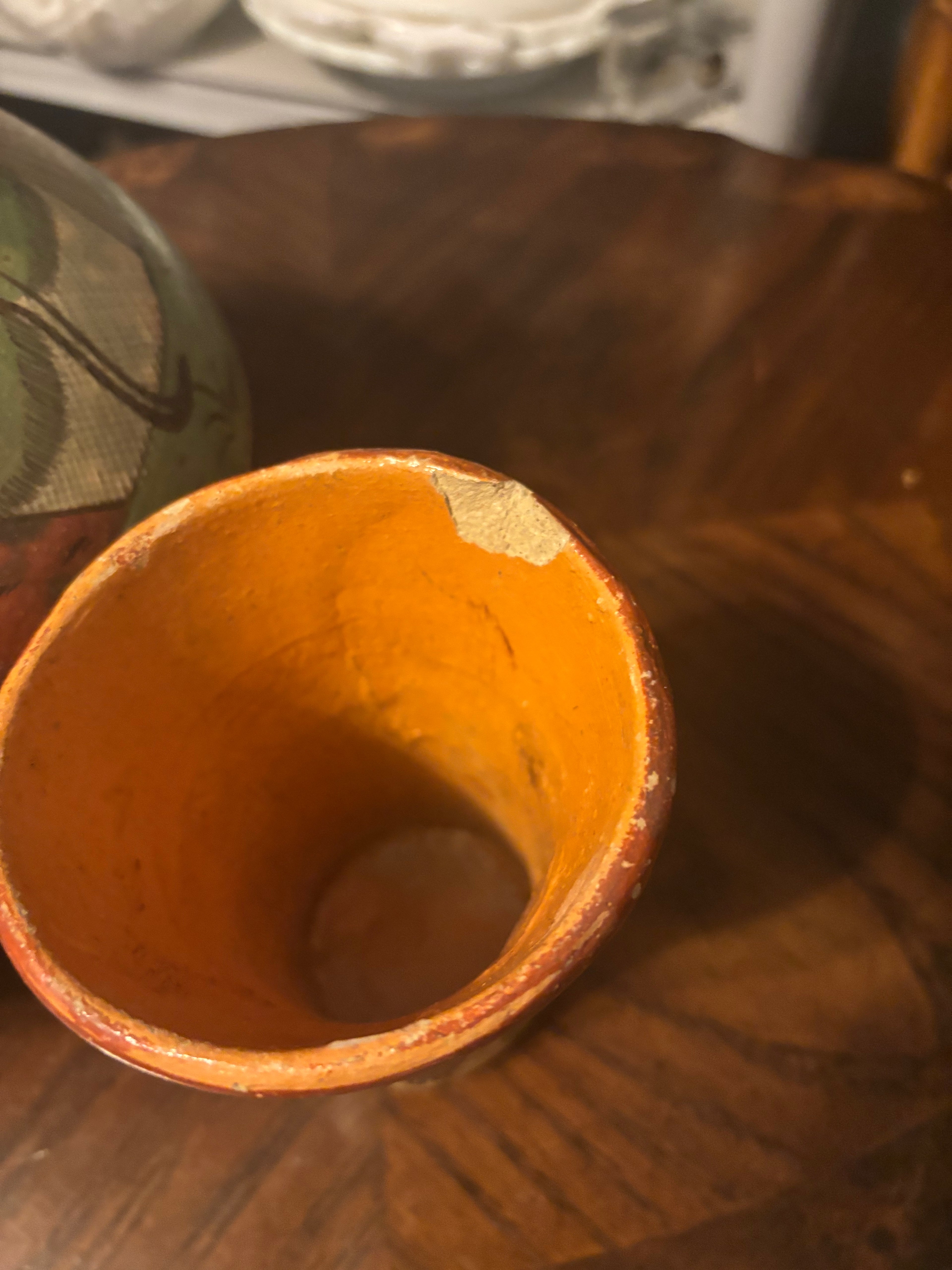 Vintage Hand-Made Hand- Painted Mexican Tlaquepaqoe Pottery Water Jug with Cup Lid