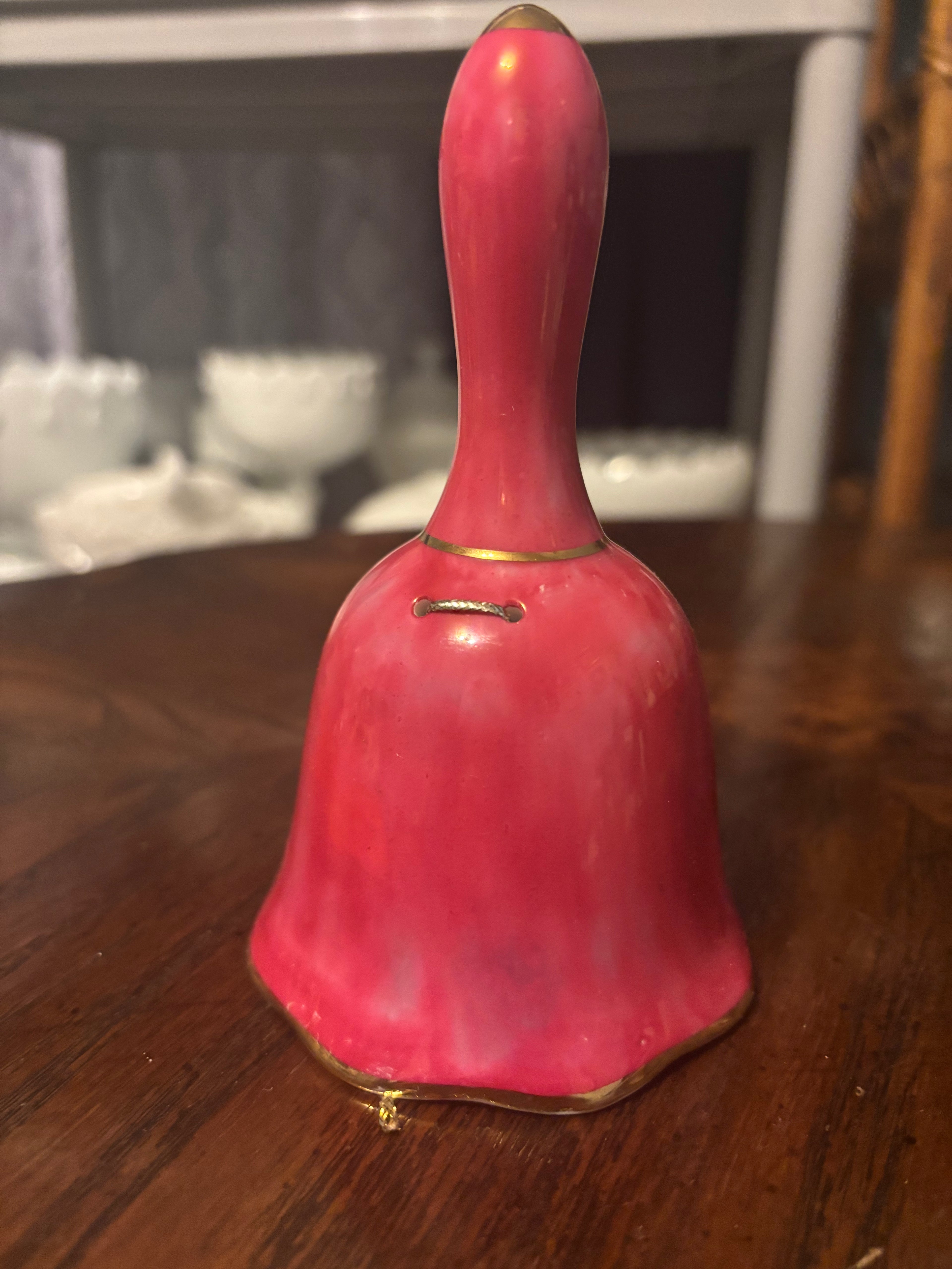 Antique KPM Pink Floral Porcelain Hand-painted Handbell