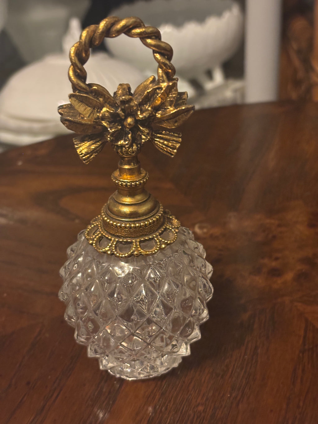 Vintage Matson Hollywood Regency Crystal Perfume bottle with glass dauber.