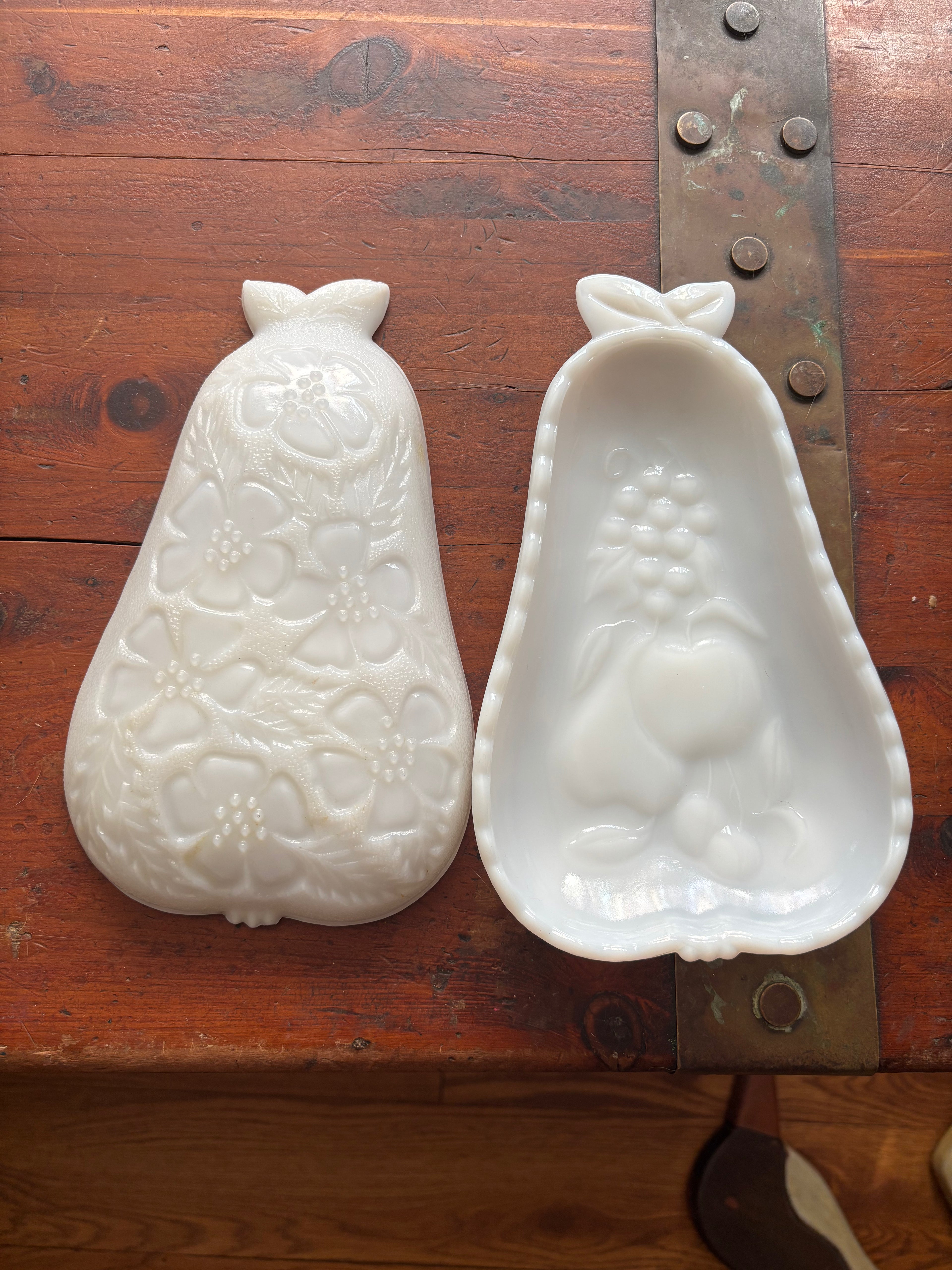 Vintage Hazel Atlas Pear Shaped Milk Glass Set of 2