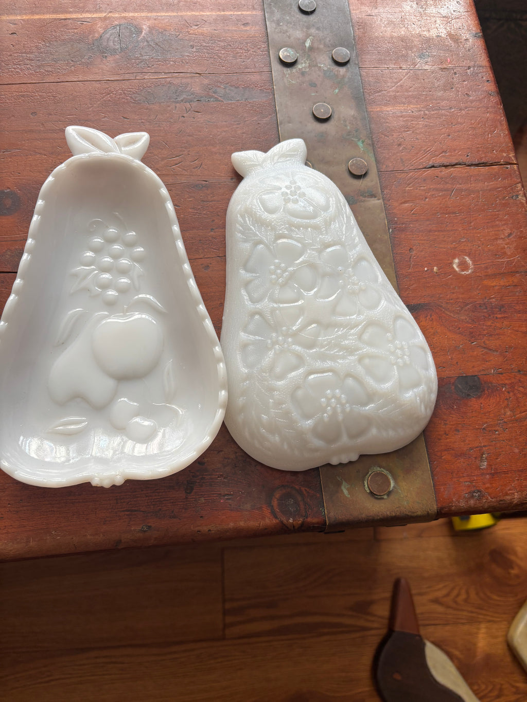 Vintage Hazel Atlas Pear Shaped Milk Glass Set of 2