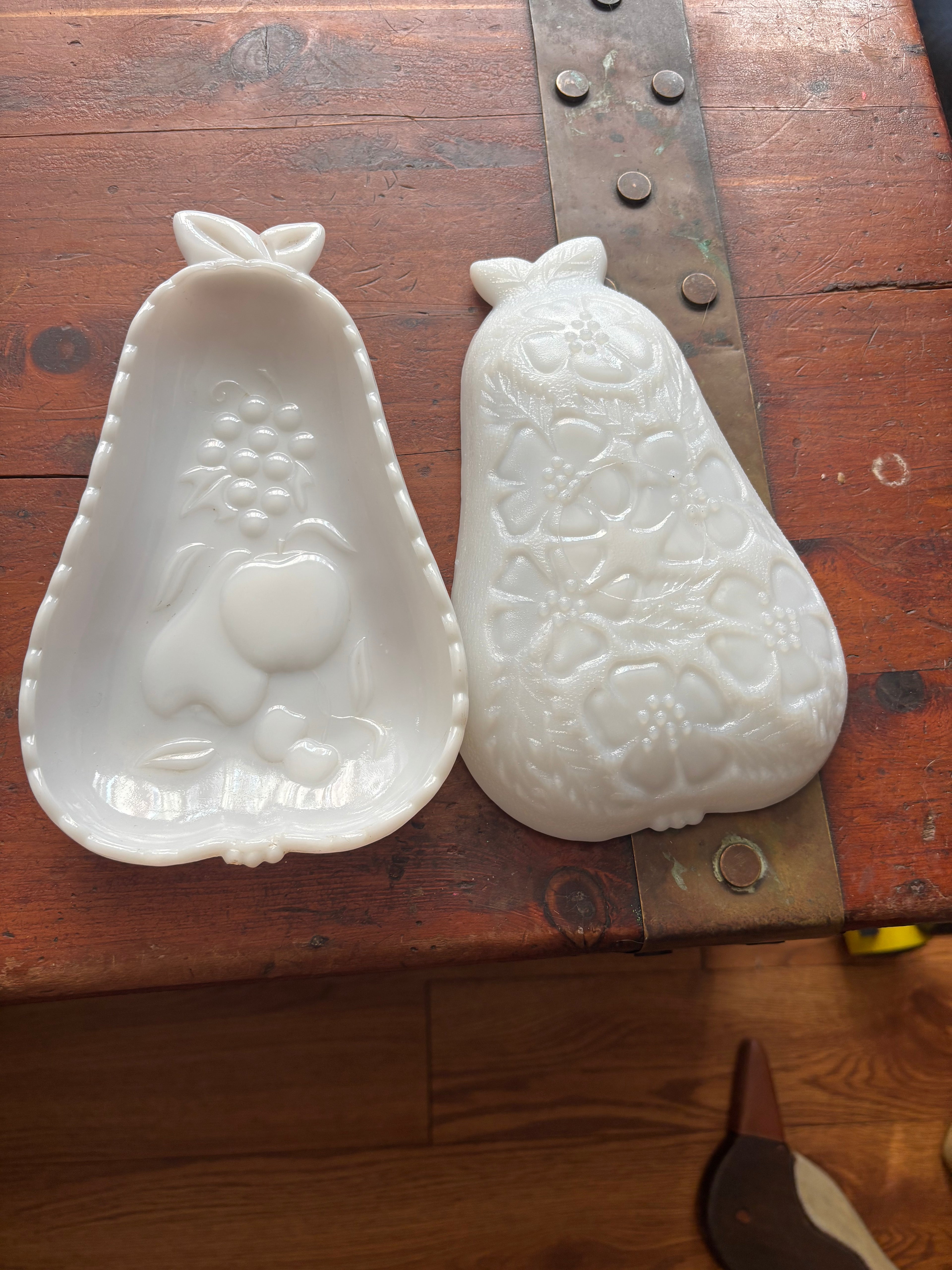 Vintage Hazel Atlas Pear Shaped Milk Glass Set of 2
